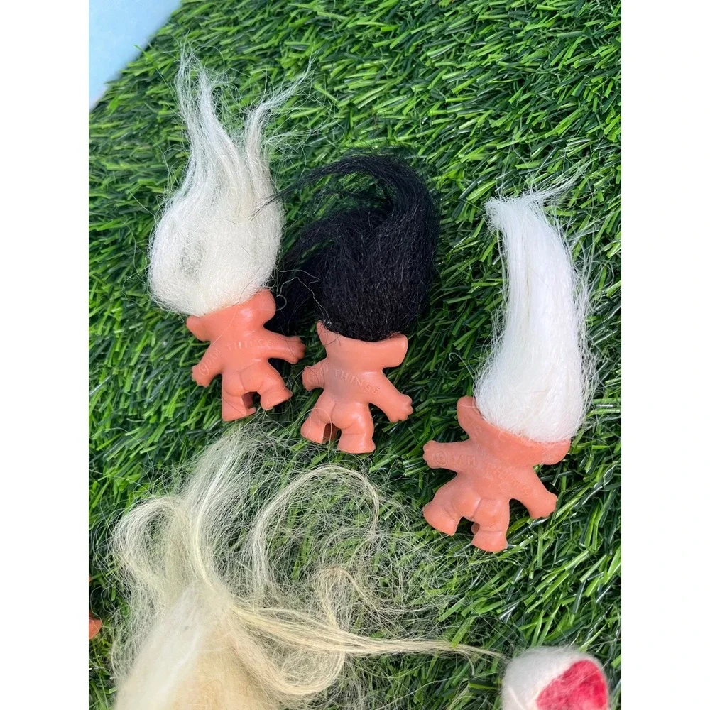 Vintage Dam Things Troll Dolls Lot 6 Mini Figures 1 Large Head Mixed Hair Colors